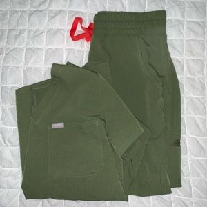 figs dark olive scrub set, s/XS